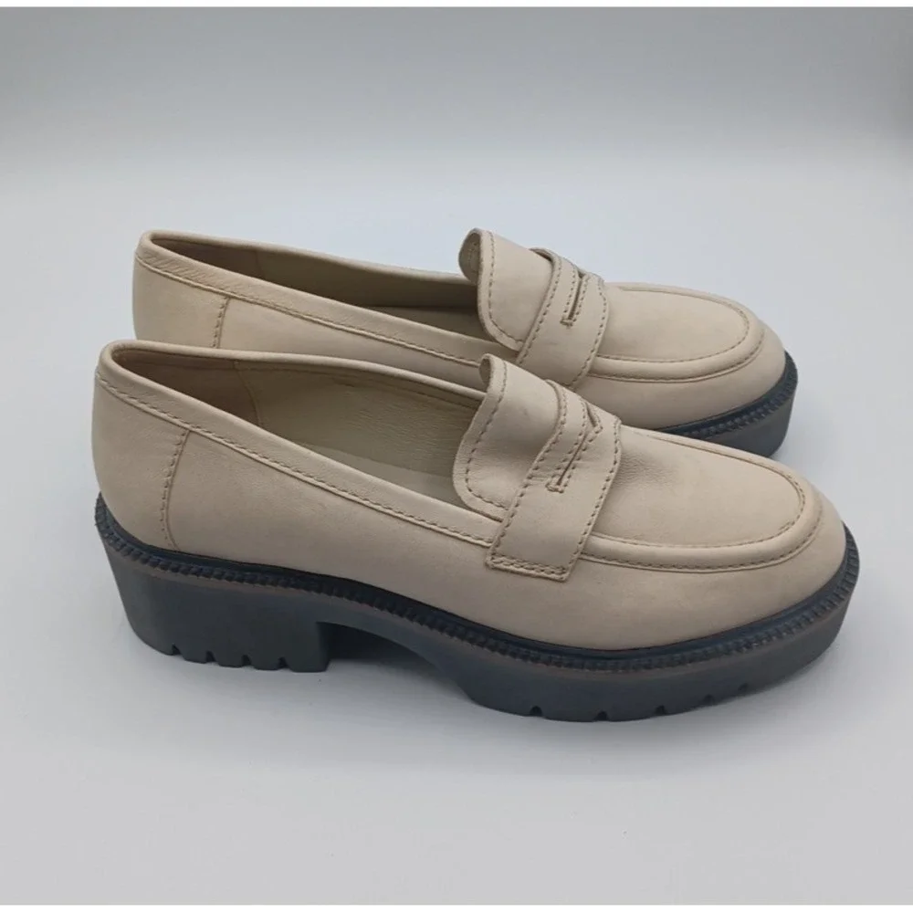 Free People Women's Decker Penny Loafers in Cream, EUR‎ 41, US 10.5 Chunky Sole